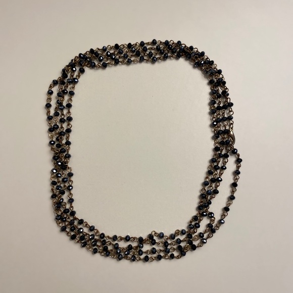 Navy beaded long necklace. Can layer as well. - Picture 5 of 8